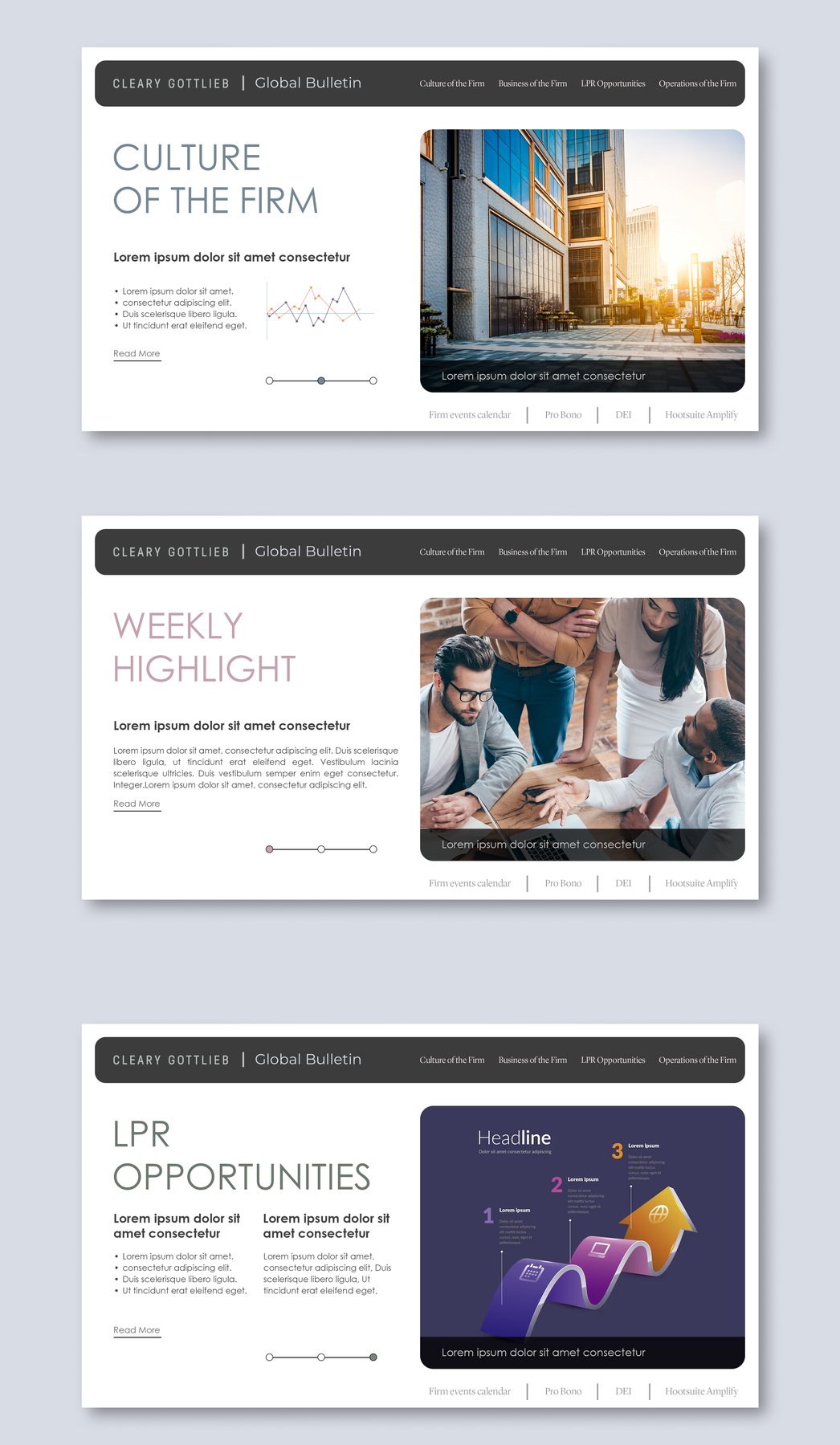 Cleary Gottlieb internal communications campaign, sample 2